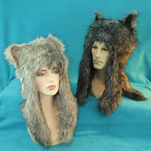 Plush Animal Faux Fur Hat Winter Wolf Costume Hats Cosplay Party Hat