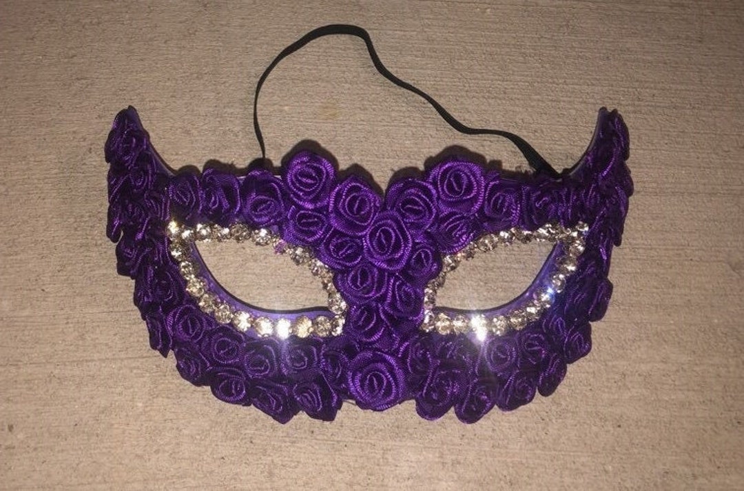 Purple Rose Masquerade Ball Eye Mask Etsy