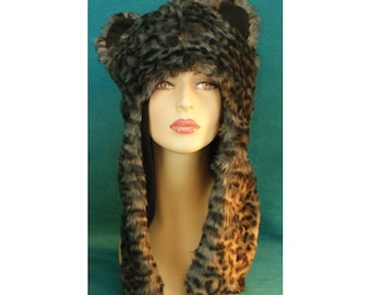 Winter Faux Fur Hat Animal Print Winter Hat Leopard Winter Hat