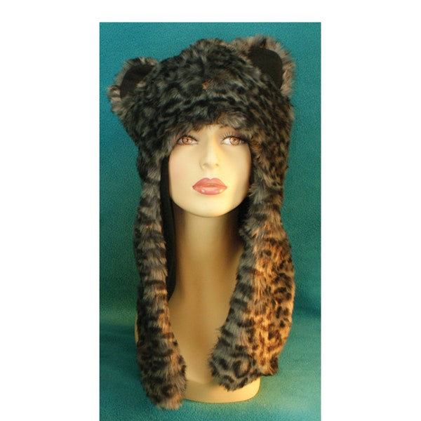Winter Faux Fur Hat Animal Print Winter Hat Leopard Winter Hat
