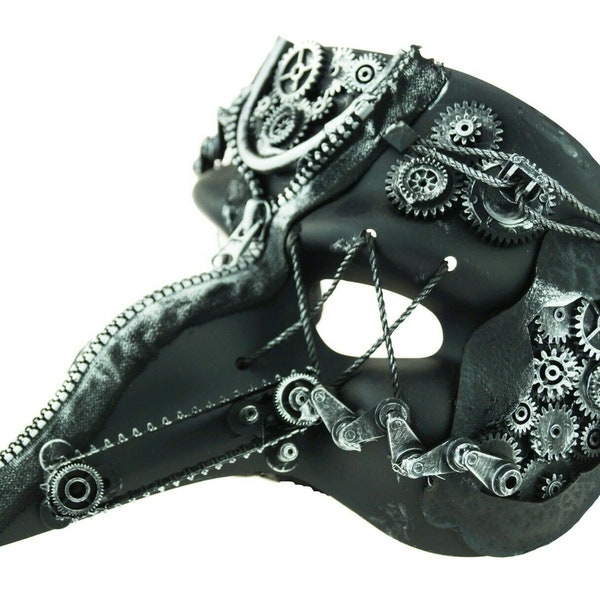 Long Nose Steampunk Mask With Gears Burning Man Mask Halloween Face Mask