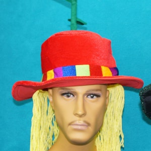 Clown Hat With Flower and Hair Clown Costume Hats - Etsy