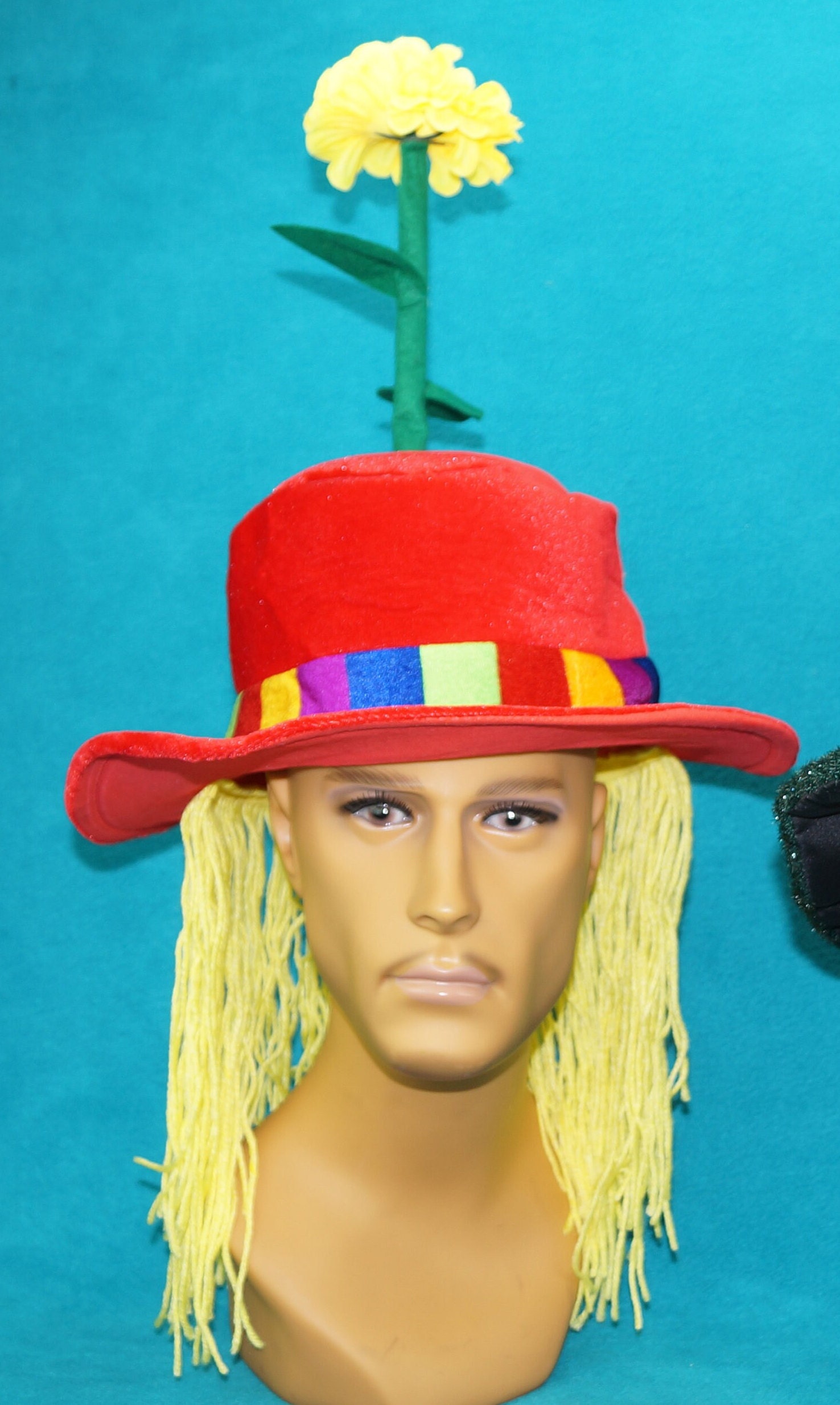 Clown Hat With Flower and Hair Clown Costume Hats - Etsy