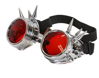 Spiked Steampunk Goggles Rave Goggles with colored lenses