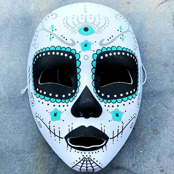 Day Of The Dead Sugar Skull Mask Halloween Day of the Dead Face Masks Unisex