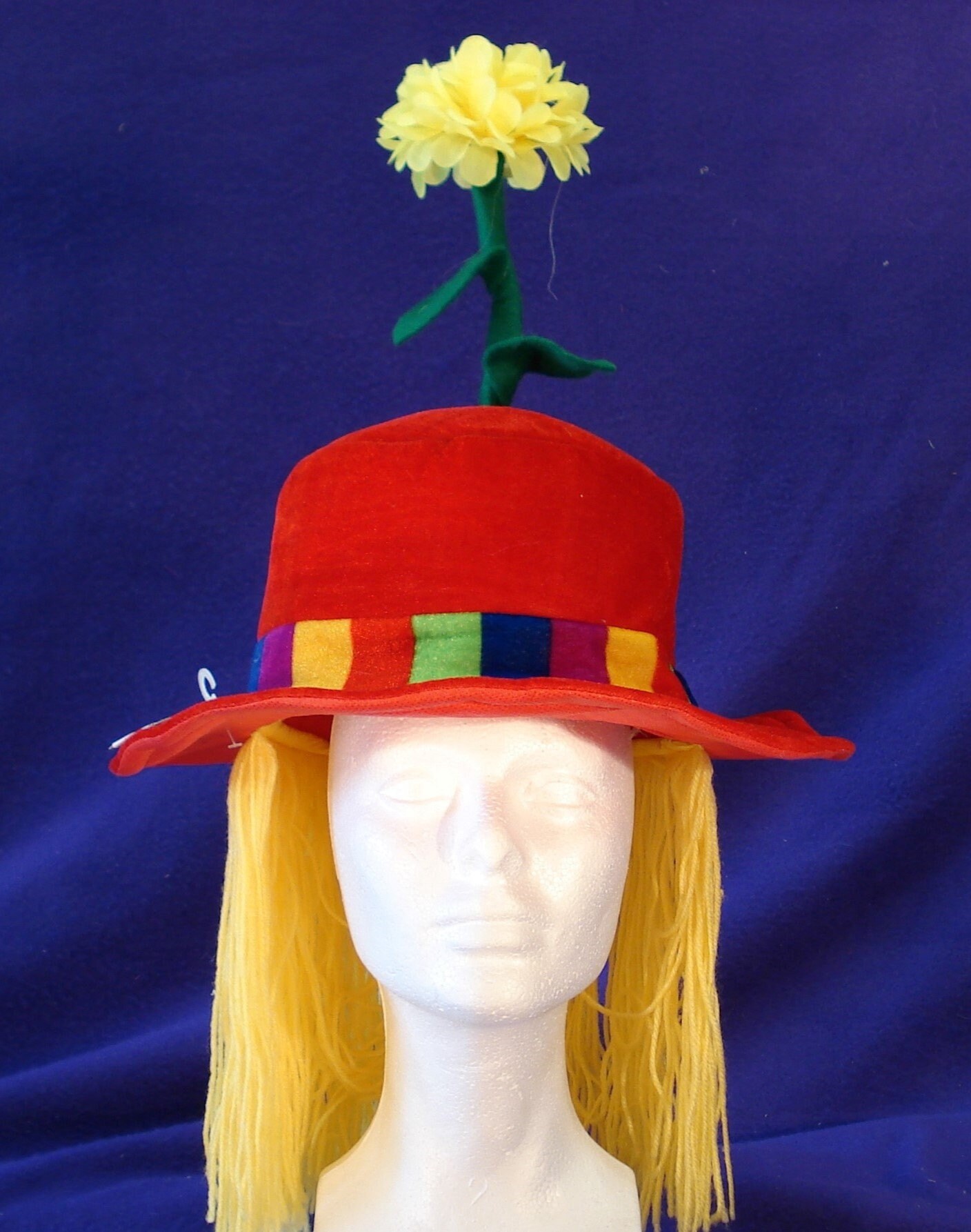 Clown Hat With Flower and Hair Clown Costume Hats - Etsy