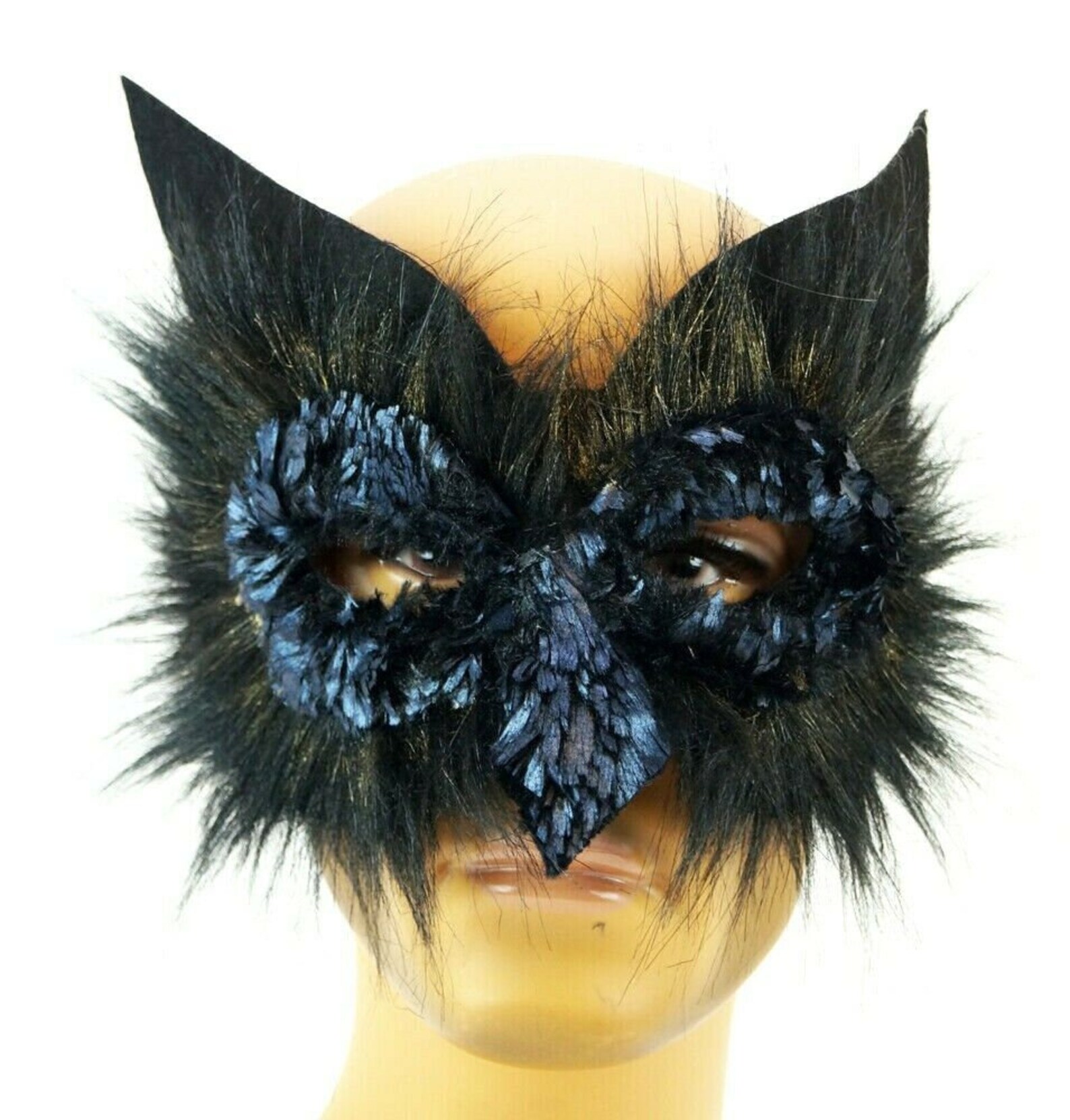Raven Masquerade Feather Eye Mask Halloween Costume Party Face Mask Men