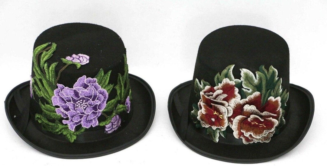 Black Halloween Top Hat Rose Top Hat Etsy