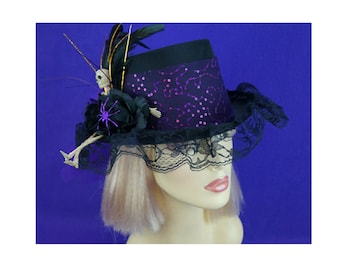 Chapeau haut de forme noir du jour des morts, chapeau de Costume de sorcier d'halloween vaudou