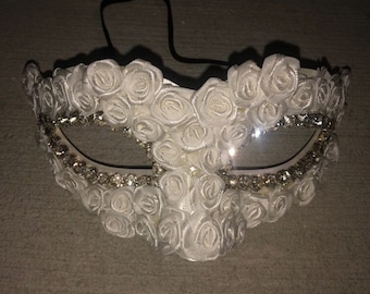 White Rose Masquerade Ball Eye Mask