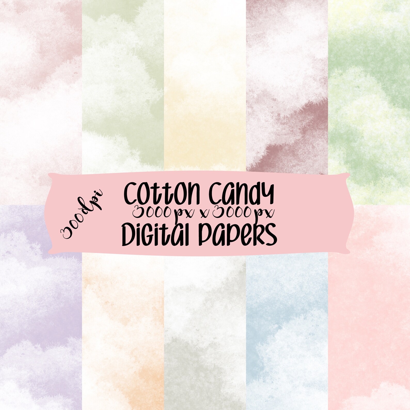 Cotton Candy Digital Papers: Soft Pastel Scrapbook Backgrounds (JPG ...