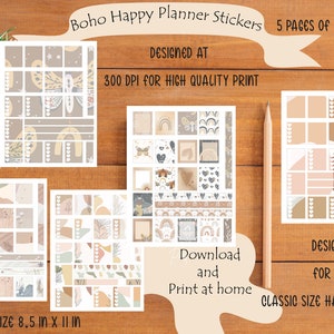 Digital Download Boho Happy Planner Stickers Print at Home Classis Happy Planner size