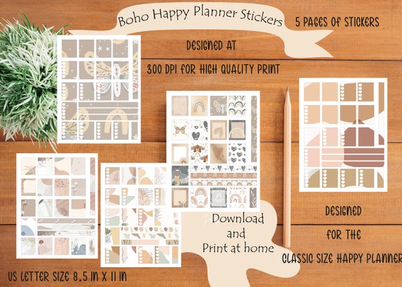Digital Download Boho Happy Planner Stickers Print at Home | Etsy