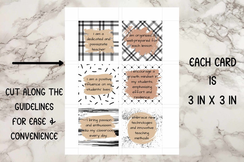 30 Teacher Positive Affirmation Cards 3 Inch Square Printable Instant ...