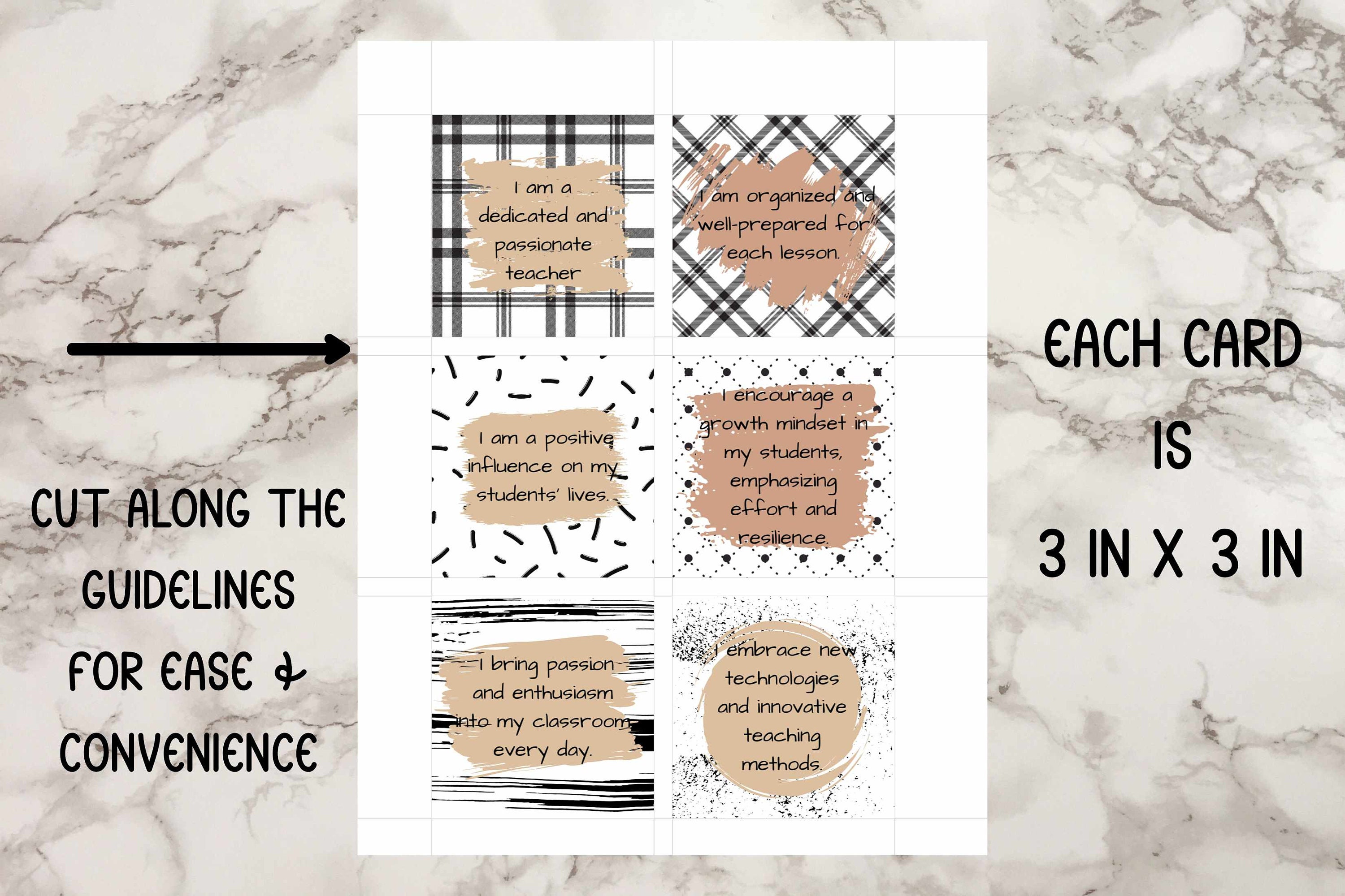 30 Teacher Positive Affirmation Cards 3 Inch Square Printable Instant ...