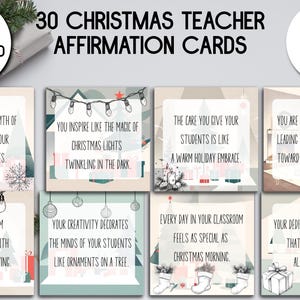 30 cartões de afirmação positiva para professores de Natal, quadrados de 3 polegadas, para impressão, download instantâneo, tons terrosos
