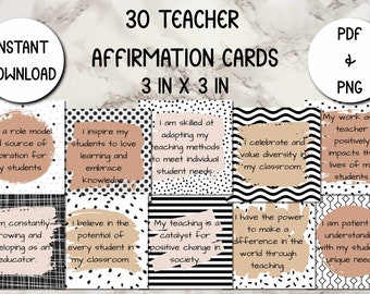 Teacher Affirmation Cards: 30 Positive Classroom Quotes (Digital Download)