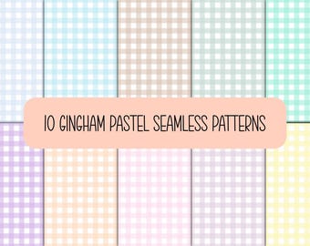 Pastel Gingham Seamless Patterns: Scrapbook Paper (Digital Download)