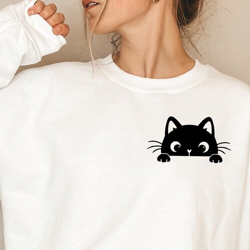 Cute Cat Sweater Peeking Cat Lover Gift 