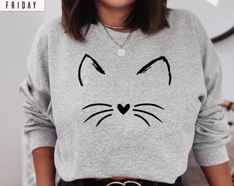 Cat Lover Catface Sweater Top Gift 