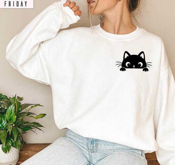 Cute Cat Sweater Peeking Cat Lover Gift 