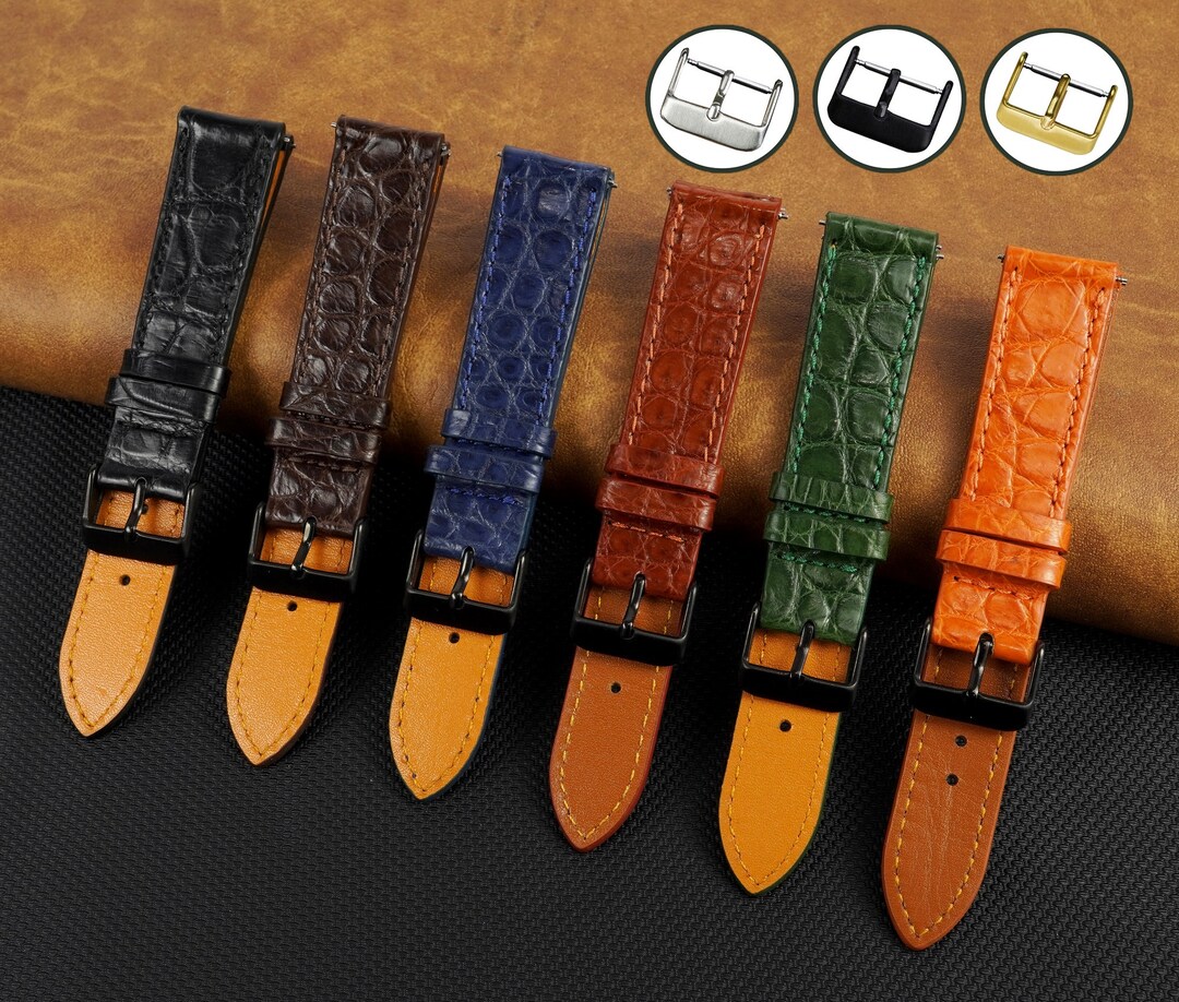 Slim Leather Watch Strap 18mm 20mm 22mm, Minimalist Style Vintage Watch