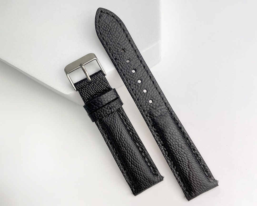 Black Ostrich Leather Watch Strap Men 18mm 20mm 22mm, Leather Watch ...