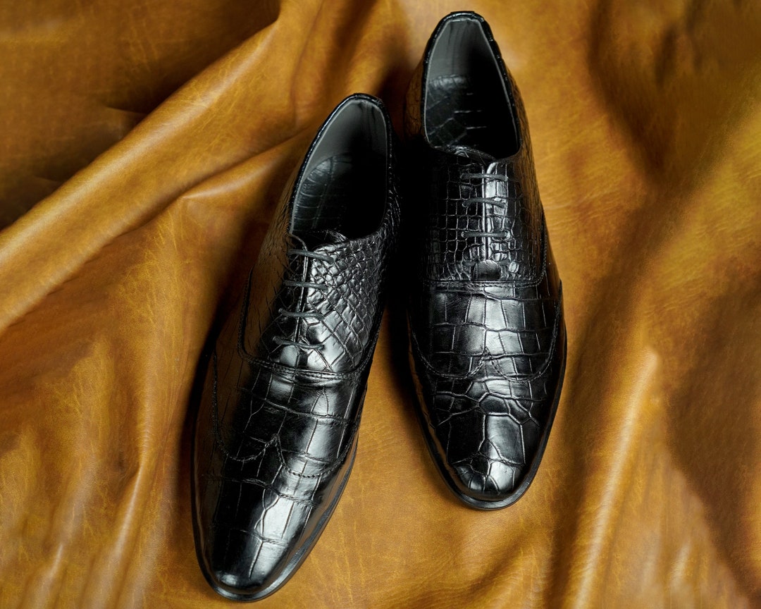 Black Oxford Men Dress Shoes, Classic Wholecut Lace-up Formal Business ...