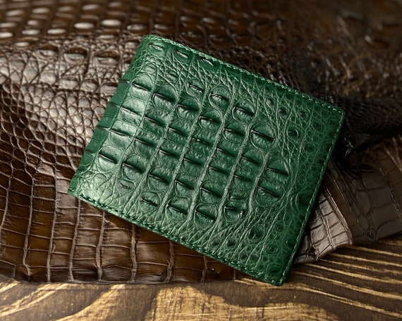 Black Genuine Stomach Crocodile Skin Wallet