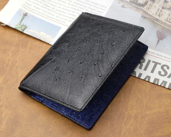 Mens Green Genuine Ostrich Leather Wallet Luxury Credit Card Holder Luxury  Gift