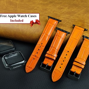 Tan Leather Apple Watch Band For Men 38mm 40mm 41mm 42mm 44mm 45mm 49 mm & Iwatch Cases Included for Series 3-4-5-6-7-8 SE, AIIig@to Leather