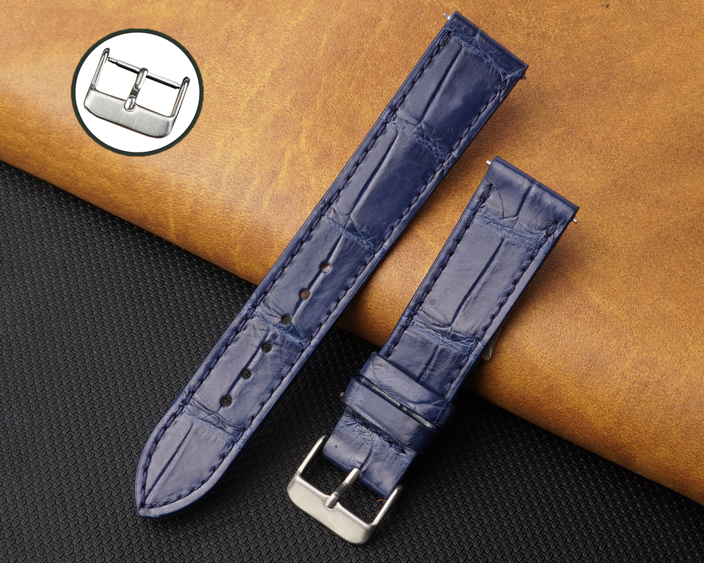 Alligator watch band hotsell with deployment clasp