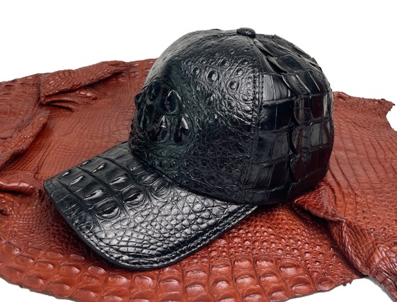 Gator Black Baseball Adjustable Caps Men, Handmade Unique Hat