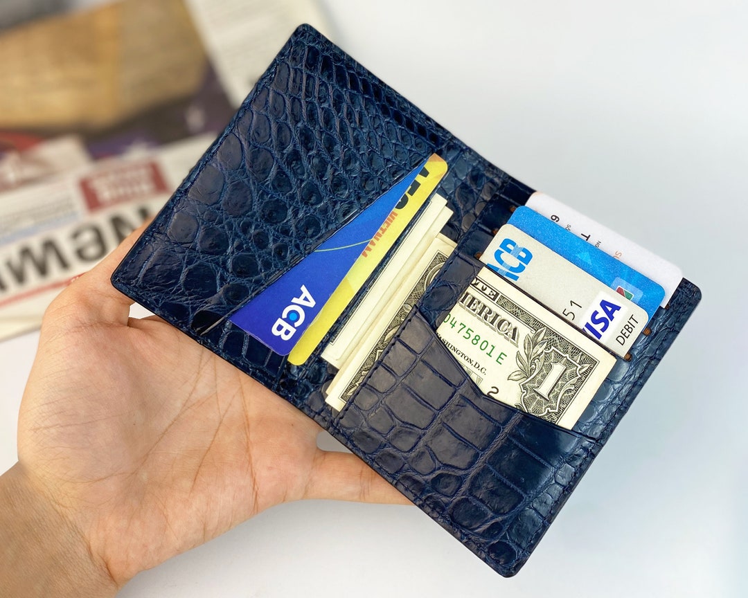 Full Allligator Black Blue Minimalist Credit Card Holder - Etsy