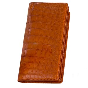 Orange Long Leather Wallet Ultra Slim Mens Checkbook Wallet Extra Credit Card Holder, RFID Blocking Wallet Gift For Men