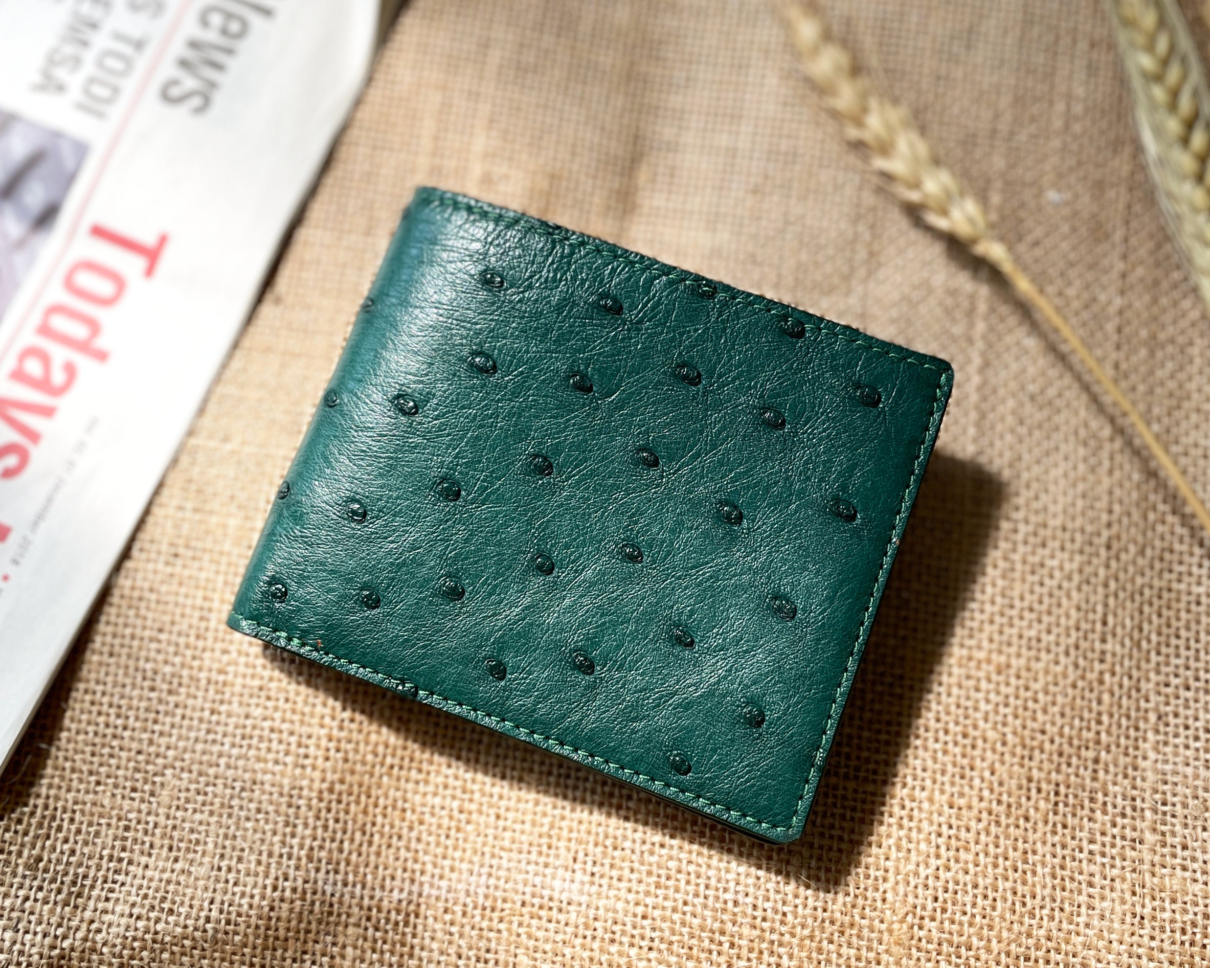 Authentic Ostrich Skin Bi-Fold Wallet