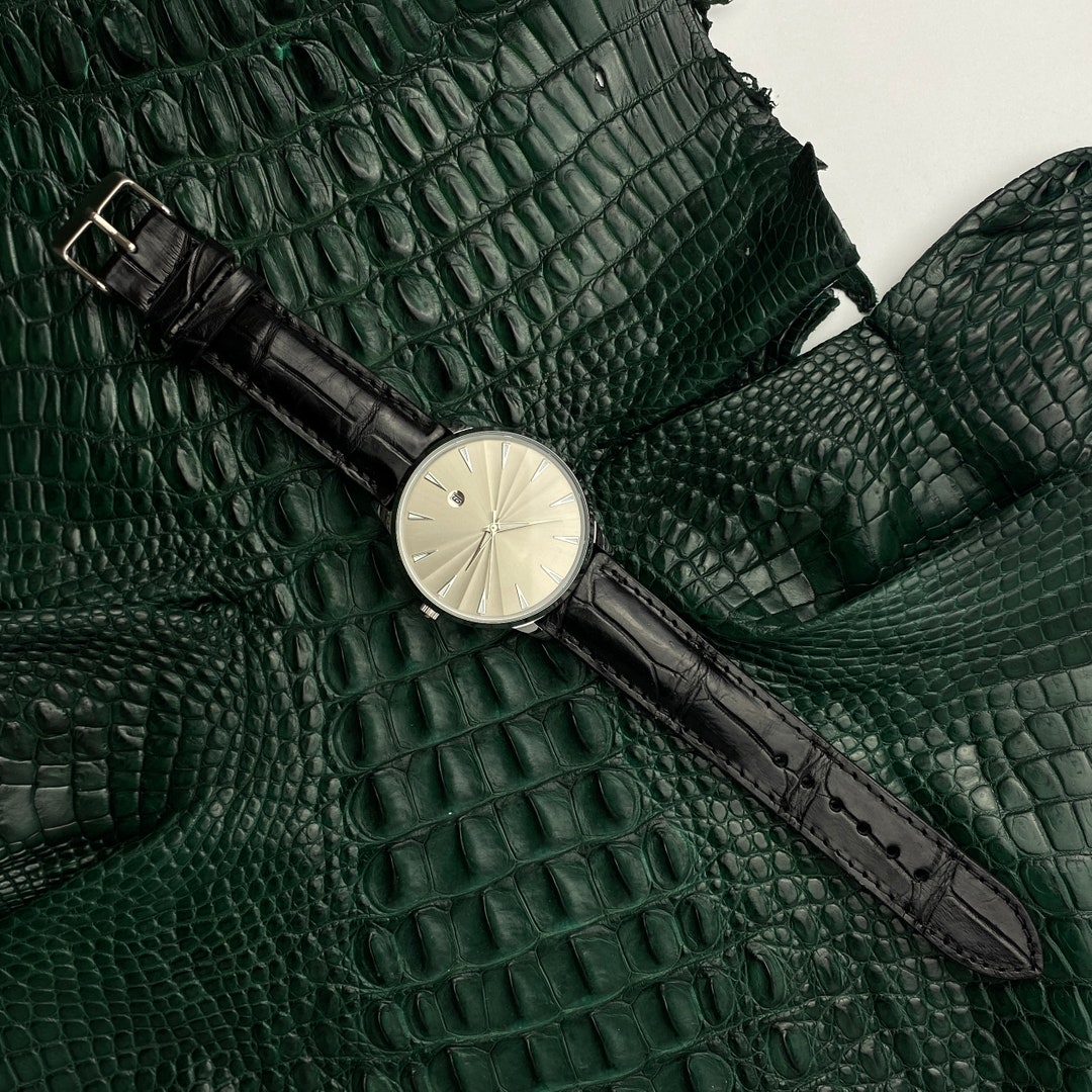 Custom Black Leather Watch Bands for Men 16mm 18mm 19mm 20mm 21mm 22mm