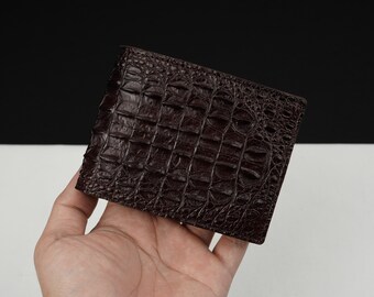 Mens Brown Leather Bifold Wallet, Mens Wallet Billfold, Leather RFID Wallet Handmade, AIIigtor Leather Wallet