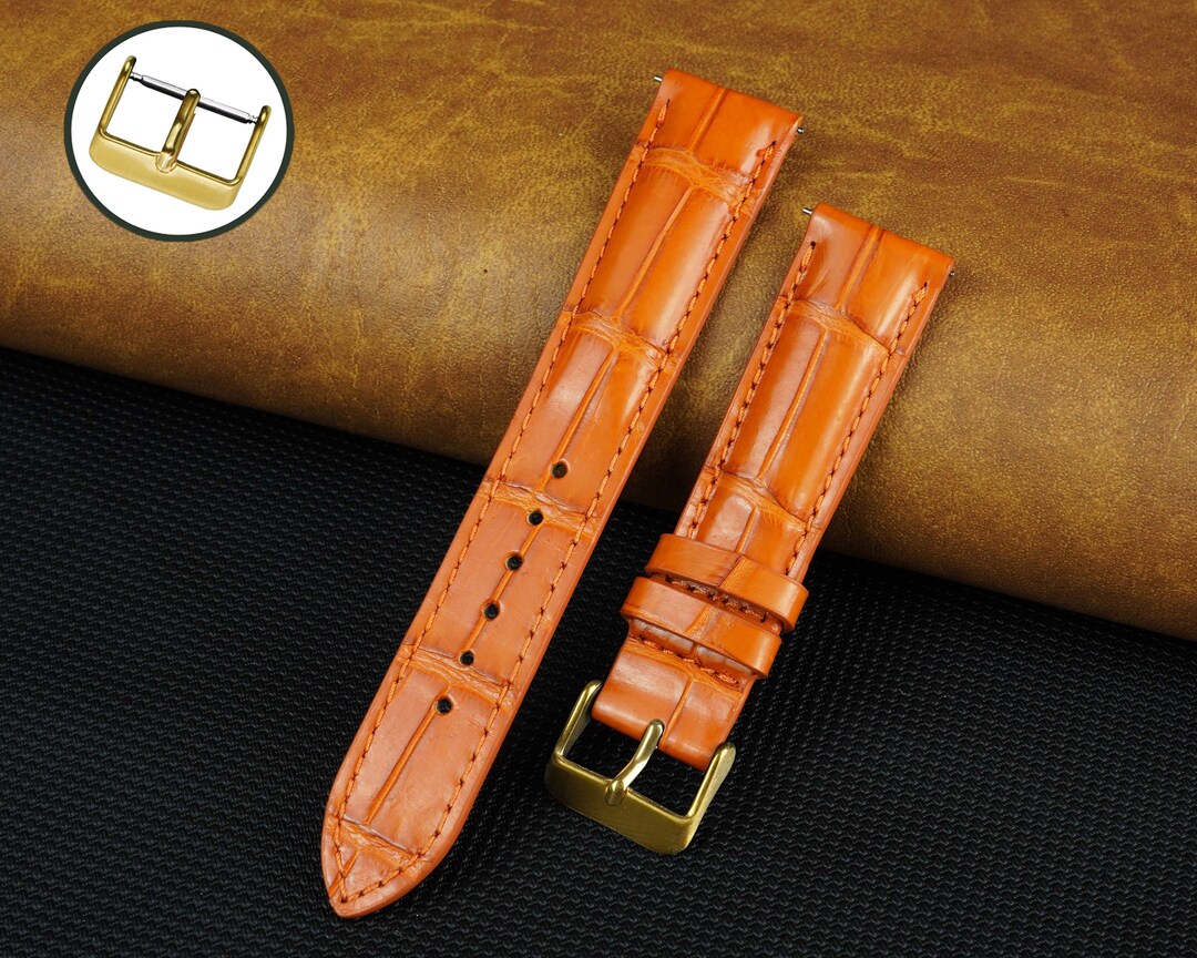 Orange Leather Watch Strap Band 18mm 20mm 21mm 22mm Etsy