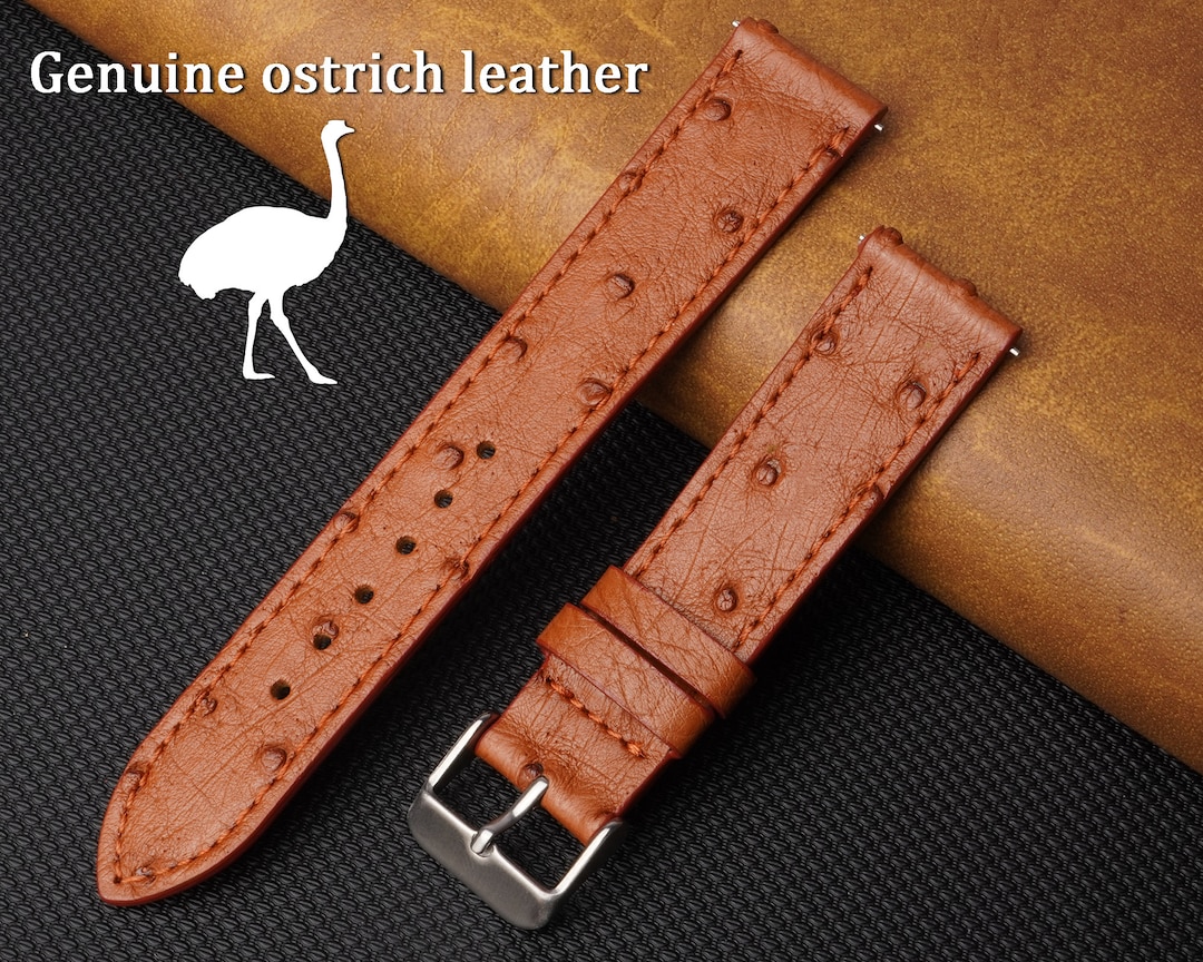 Custom Brown Ostrich Leather Watch Strap 18mm 19mm 20mm 21mm 22mm 24mm