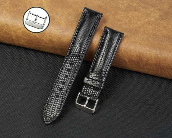 Custom Black Ostrich Leather Watch Band 18mm 19mm 20mm 21mm 