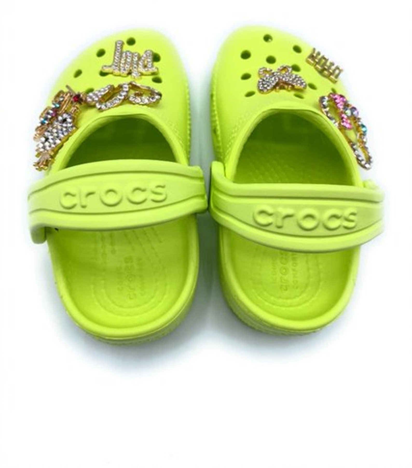 Lime Zest Designer Baby Crocs With Charms Etsy