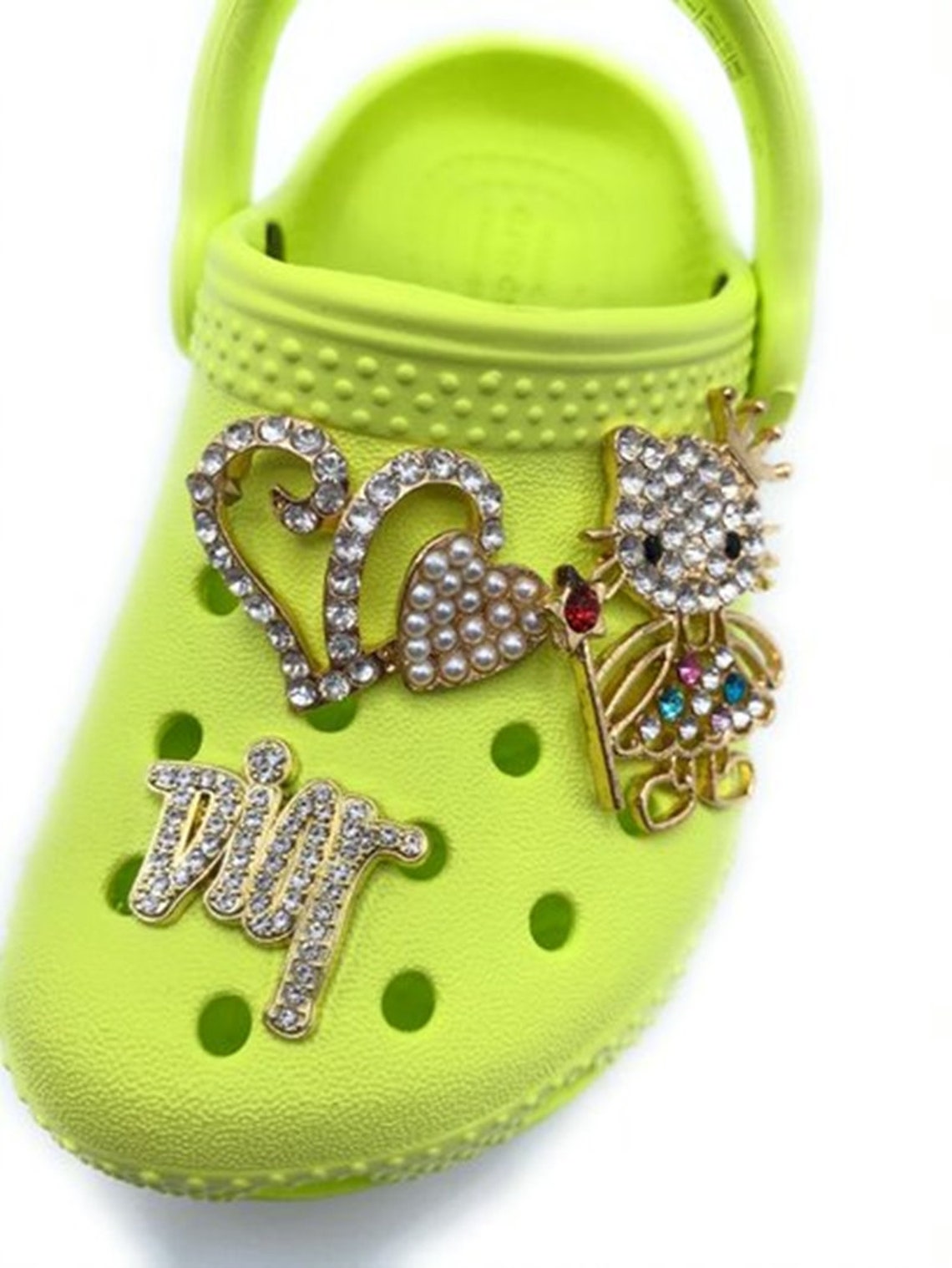 Lime Zest Designer Baby Crocs With Charms Etsy