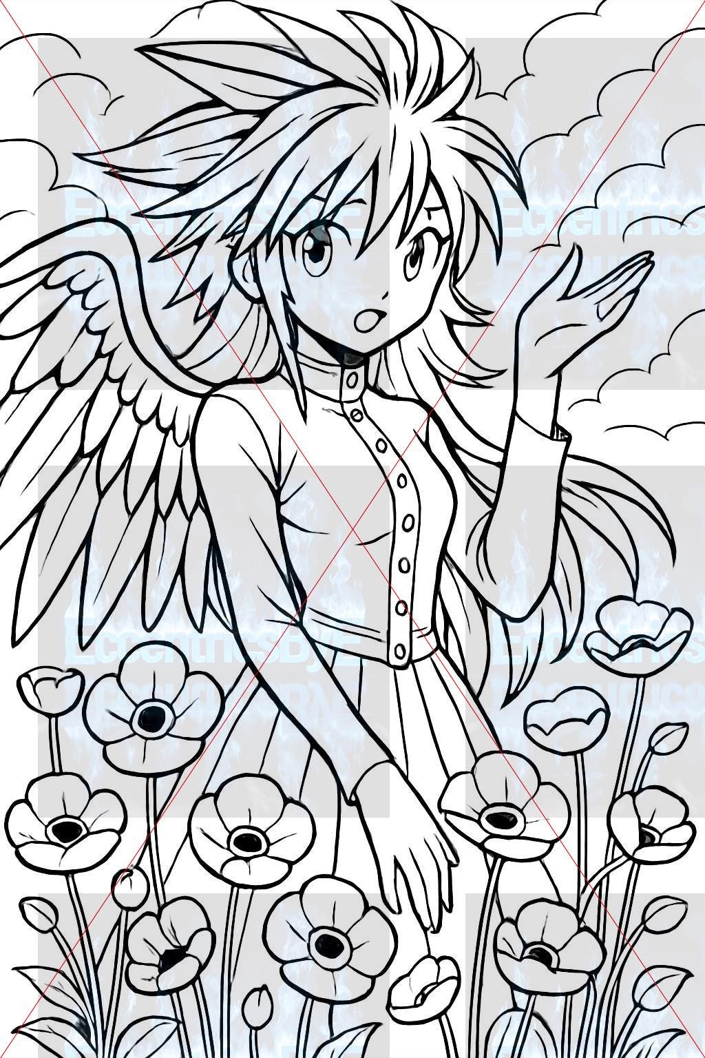 Manga Style Coloring Pages. 3 Pages. PDF Files. Printable. Digital