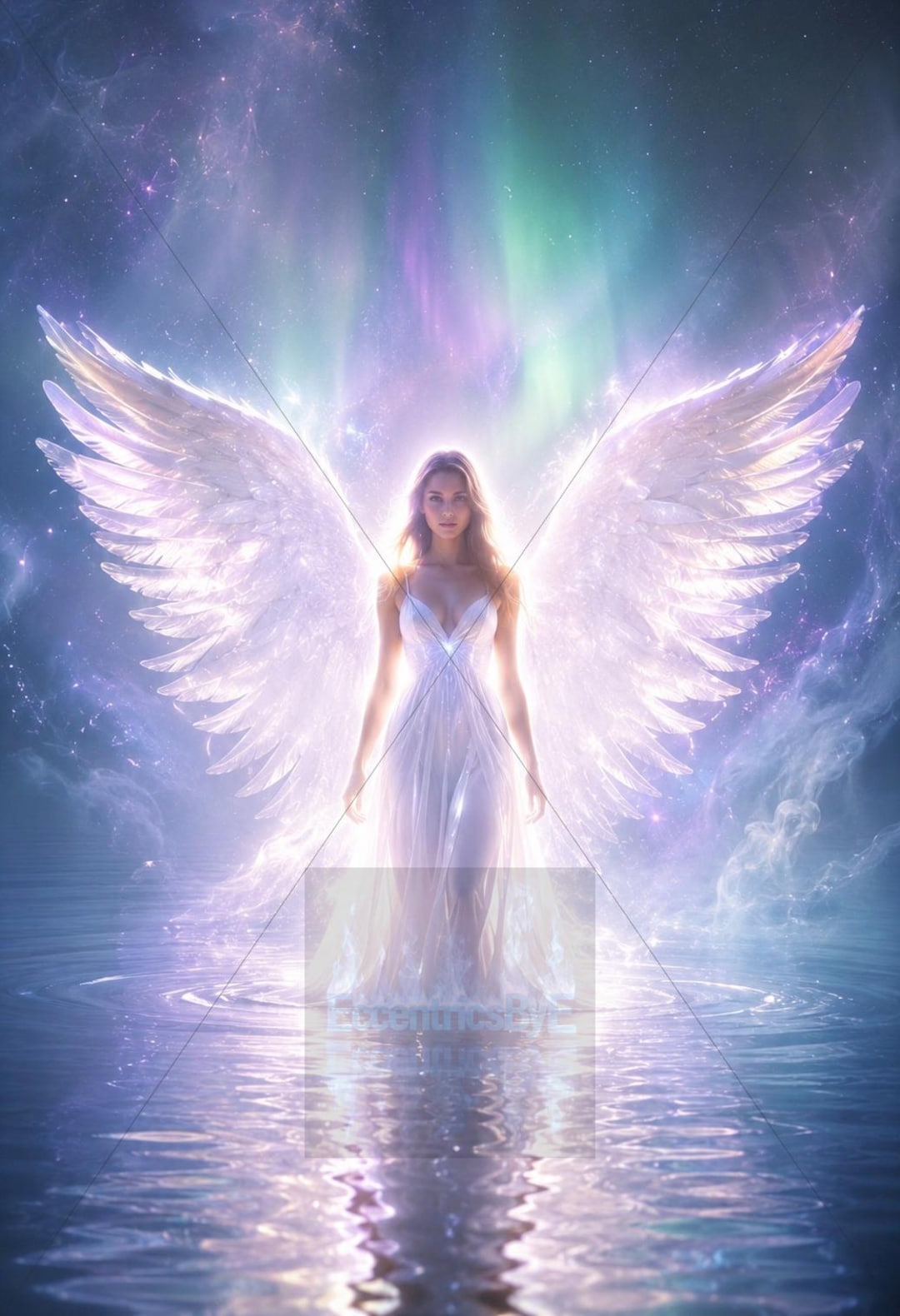 Paint by Numbers Digital Print. the Angel and the Aurora. Watermark ...