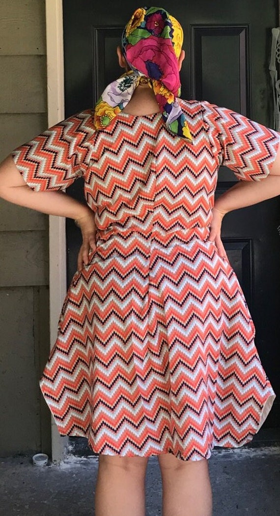 orange white chevron dress Kaela Knit Midi Dress in Orange Multi