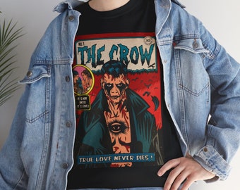 the crow 2024 Bill Skarsgard movie vintage comic style artwork Unisex Heavy Cotton Tee