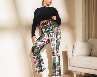 Mahjong Tiles High Waisted Flare Pants, Stretch Yoga Leggings for Players, Cruise Wear