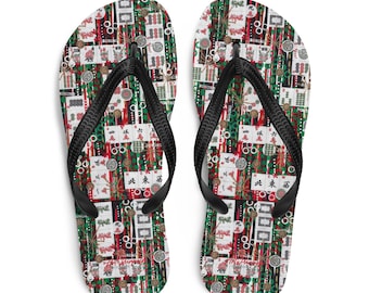 Mahjong Tiles Flip Flops, Whimsical Summer Sandals for Players, Game Night Gift
