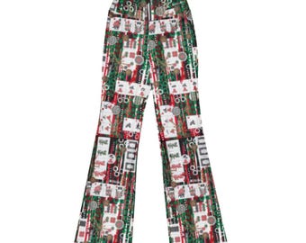 Mahjong Tiles High Waisted Flare Pants, Stretch Yoga Leggings for Players, Cruise Wear